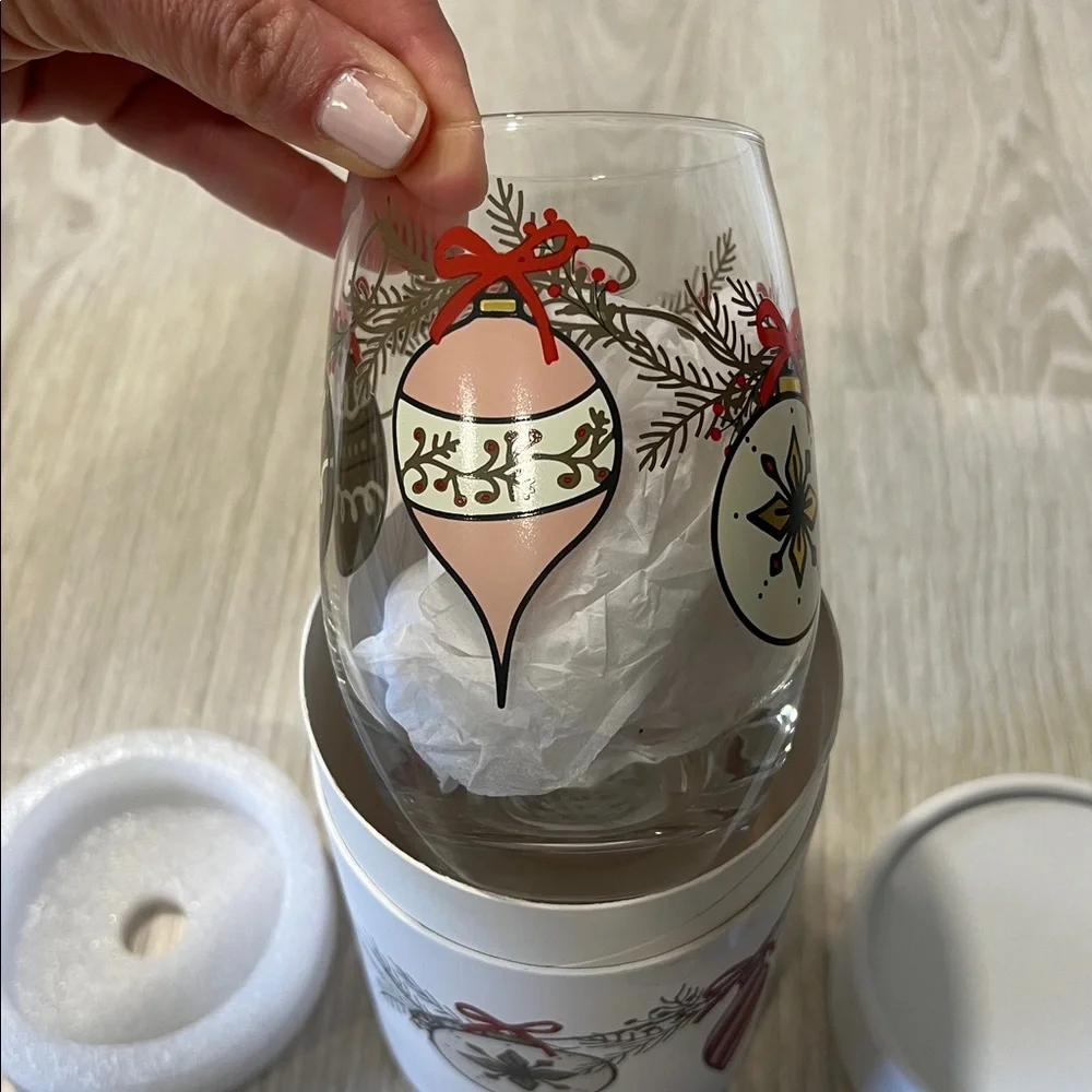 Festive hand painted Wine Glass